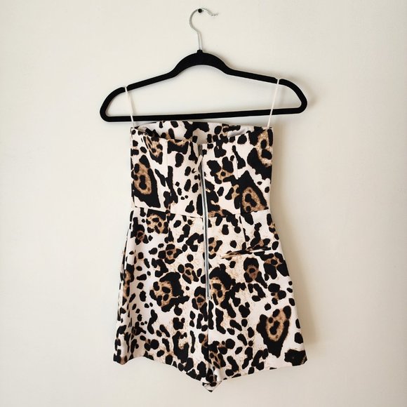 TOPSHOP Leopard Print Strapless Romper, Size US2/UK6 - Picture 3 of 7